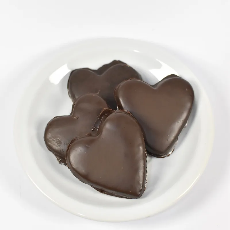 Corazones bañados de chocolate  250g